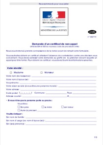 CERFA 12821-01 : Demande d’un certificat de non appel
