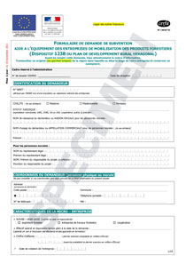 CERFA 14018-02 : Formulaire de demande de subvention d'aide à l'équipement des entreprises de mobilisation des produits forestiers
