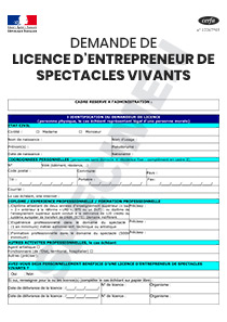 CERFA 11781-07 : Formulaire de demande de licence d'entrepreneur de spectacles vivants